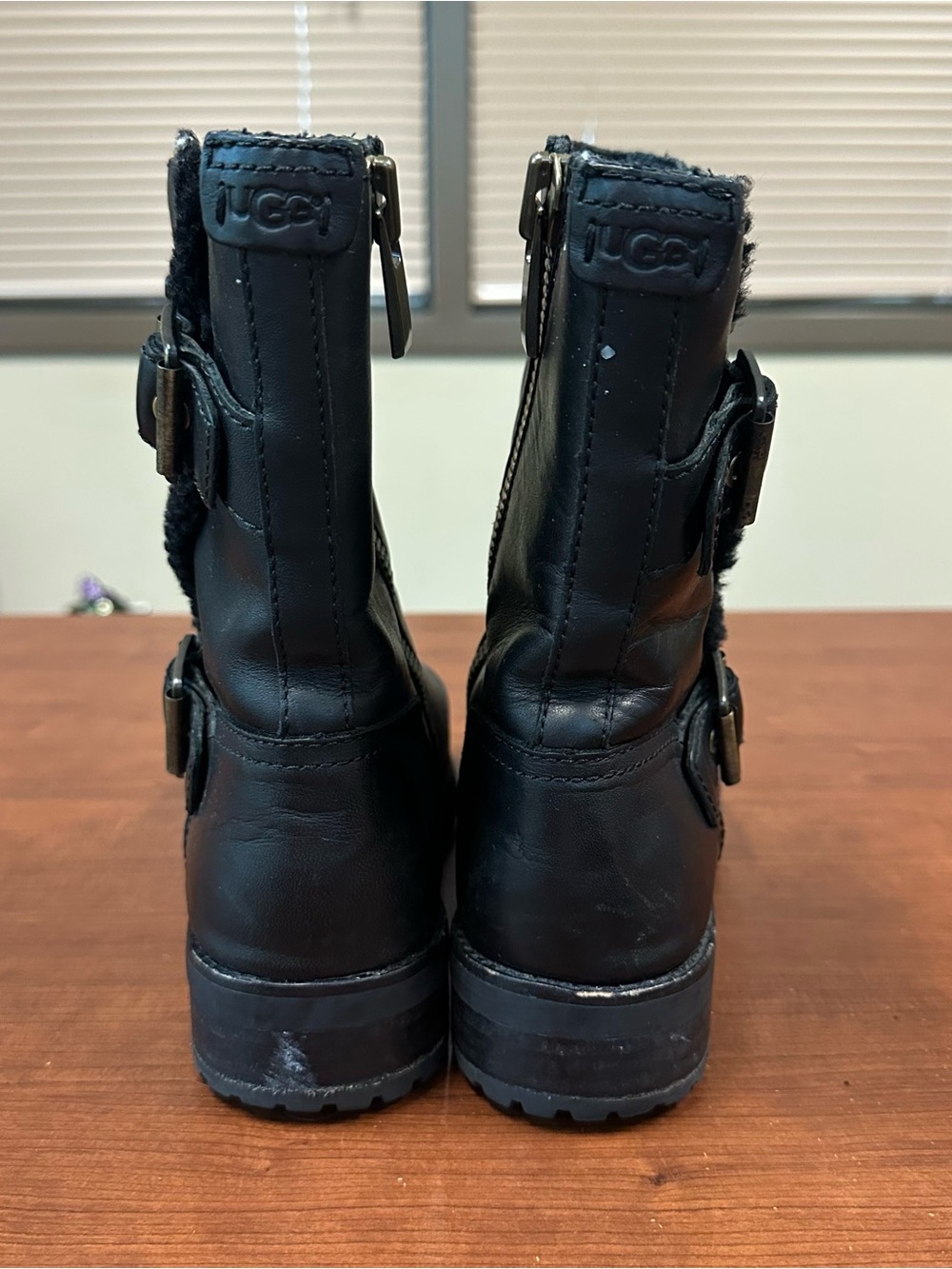 UGG Niels Moto boots black leather womens 6.5 boho grunge - Picture 3 of 9